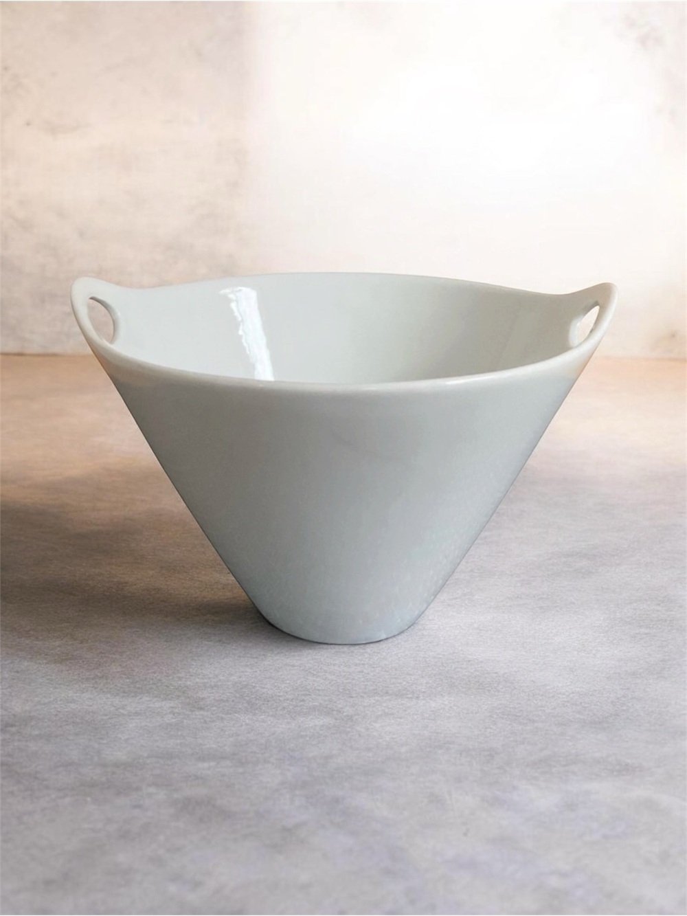 Crate & Barrel Kai White Porcelain Serving Bowl Modern Scandinavian Handles